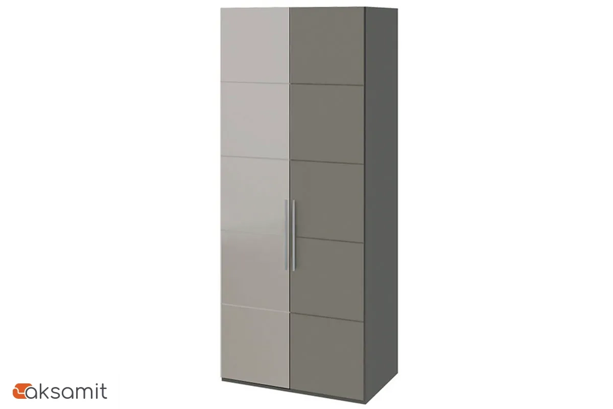 Шкаф для одежды с 2 дверями Наоми СМ-208.07.04 (Зеркало+Глухая) L (Фон серый/Джут)