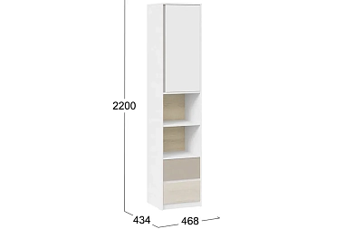 Шкаф комбинированный с накладкой Сканди СМ-386.07.20-20 (Дуб Гарден/Белая/Глиняный серый)