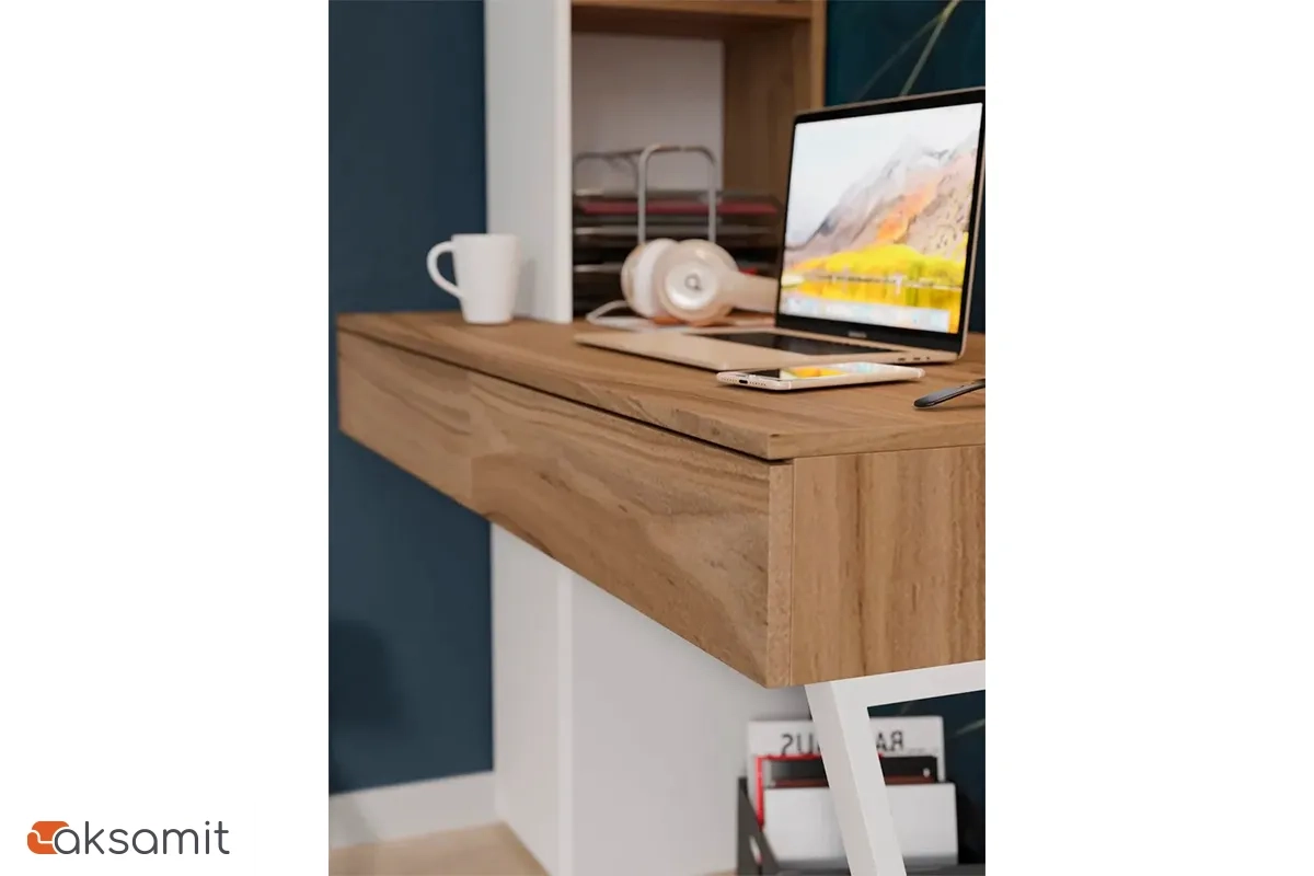 Стол письменный со шкафом Порто СМ-393.15.012 (Белый жемчуг/Яблоня беллуно/Белый софт)