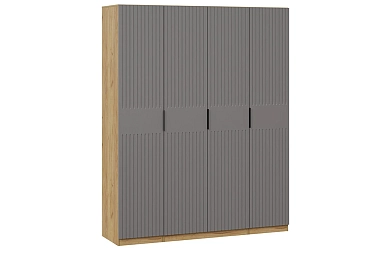 Шкаф комбинированный Хилтон с 4-мя  дверями (Дуб Крафт золотой/Графит матовый)