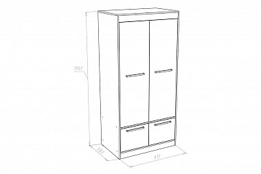 Шкаф для одежды Оксфорд ШК-2 Дуб Сонома/Белый глянец (71050112)