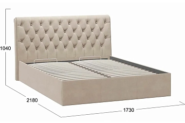 Кровать двойная Скарлет с ПМ Тип 1 и заглушиной 160х200 (Велюр/Мокко светлый)