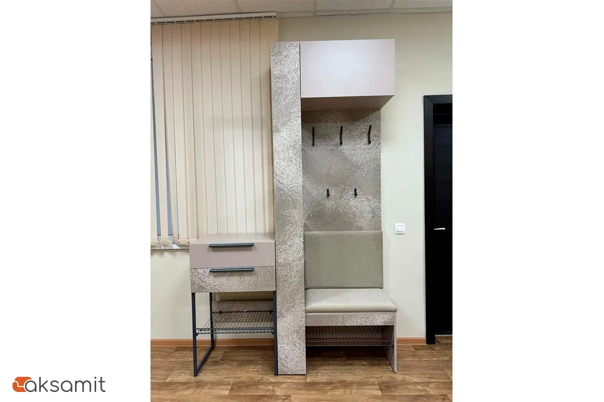 Вешалка комбинированная Сольера мод.1 (ЛДСП Мунлайт/ЛДСП Велюр/Ткань Light Grey)