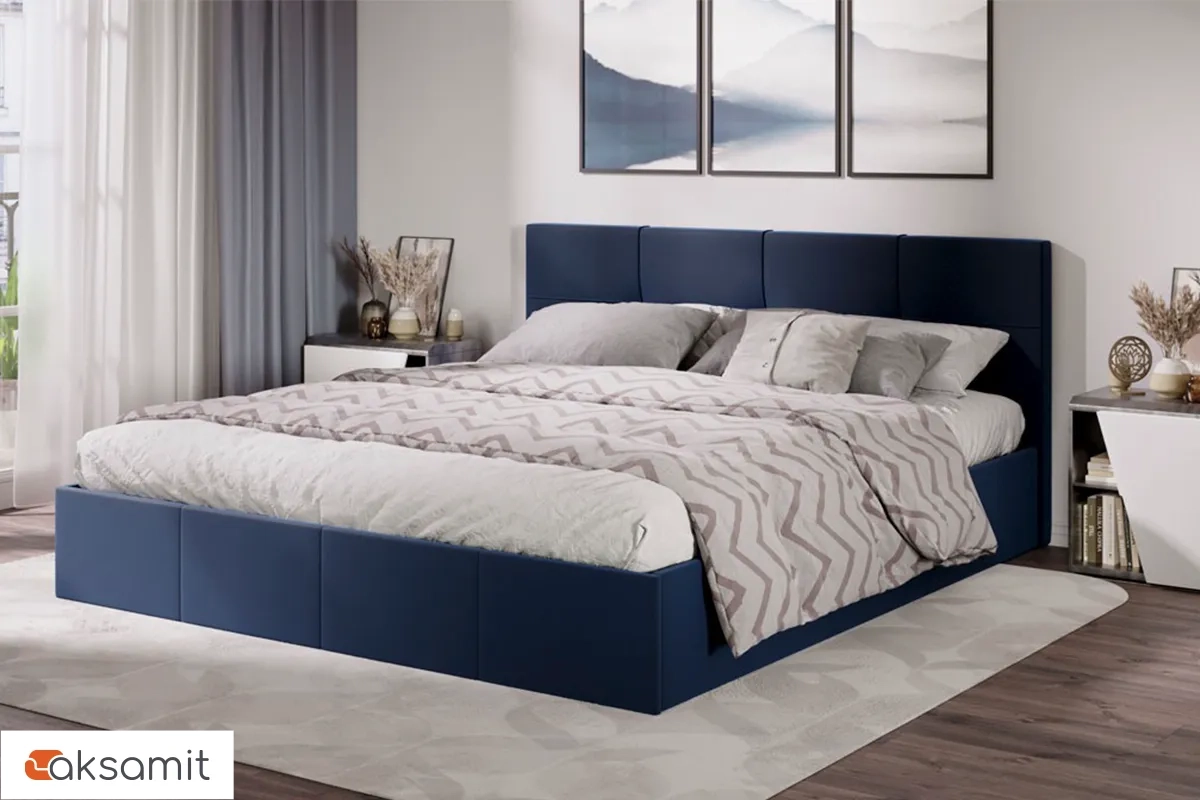 Кровать Лора с ПМ и заглушиной 180х200 (Велюр / Confetti Blue)