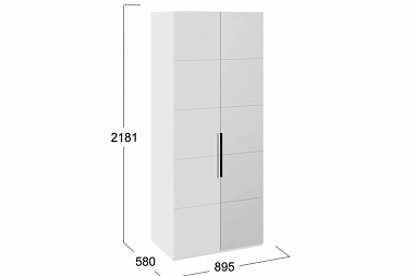 Шкаф для одежды с 2 дверями Наоми СМ-208.07.04 (Зеркало+Глухая) R (Белый глянец)