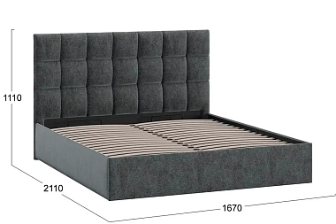 Кровать универсальная Эмбер 160х200 Тип 1 с ПМ и заглушиной (Микровелюр/Jercy Graphite)