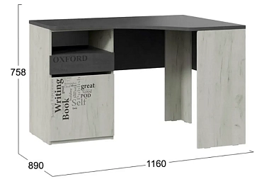 Стол угловой Оксфорд-2 ТД-399.15.03 (Матера/Дуб крафт белый с рисунком)