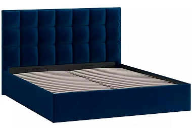 Кровать Эмбер с ПМ 160х200 без заглушины (Велюр/Confetti Blue)