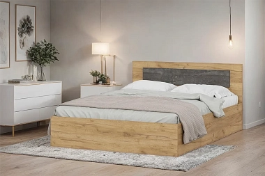 Кровать МСП 1 с основанием 140х200 (Дуб Золотой/Камень Тёмный)