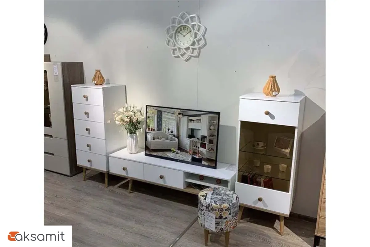 Тумба TV-1 Art design (Бук натуральный/Белый глянец) Тумба TV-1 Art design (Бук натуральный/Белый глянец)