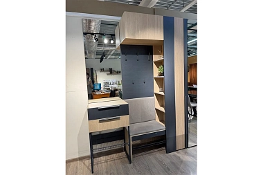 Прихожая Палермо (ЛДСП Палермо / ЛДСП Рейн Морион / Ткань Light Grey)