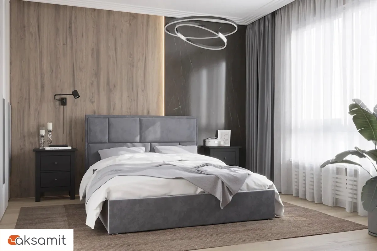 Кровать Madison с ПМ 140х200 (Велюр / Серый) 72306319 Кровать Madison с ПМ 140х200 (Велюр / Серый) 72306319