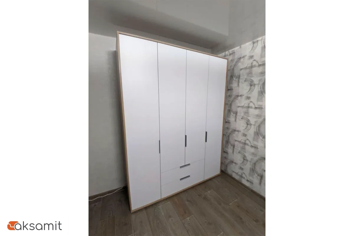 Шкаф четырехдверный Николь Мод.8 (Белый/Дуб Альпийский)