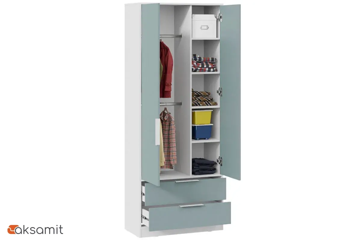 Шкаф для одежды Марли (Белый/Серо-голубой)