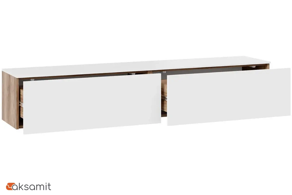 Тумба Порто ТД-393.03.11 для теле- и радиоаппаратуры (Яблоня Беллуно/Белый софт)