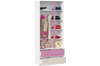 Шкаф для одежды комбинированный с накладкой Сканди СМ-386.07.26-26 (Дуб Гарден/Белая/Лиловый)