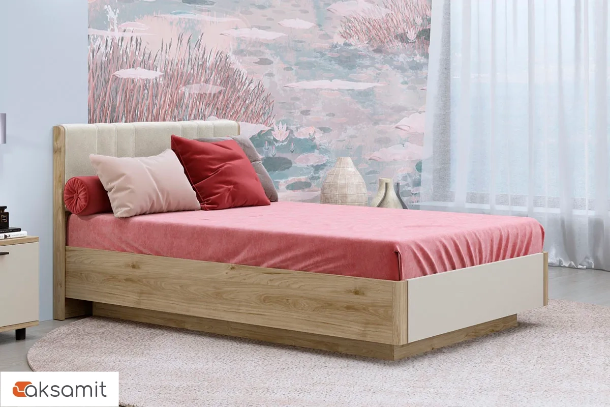 Кровать КР-4011-ГС-КГ-В с ПМ 120х200 (Гикори Джексон Светлый/Кашемир Глянцевый/Велюр) Кровать КР-4011-ГС-КГ-В с ПМ 120х200 (Гикори Джексон Светлый/Кашемир Глянцевый/Велюр)
