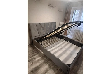 Кровать Рица-3 с ПМ 160х200 (Севен 325 / Св.серый) 3 кат.