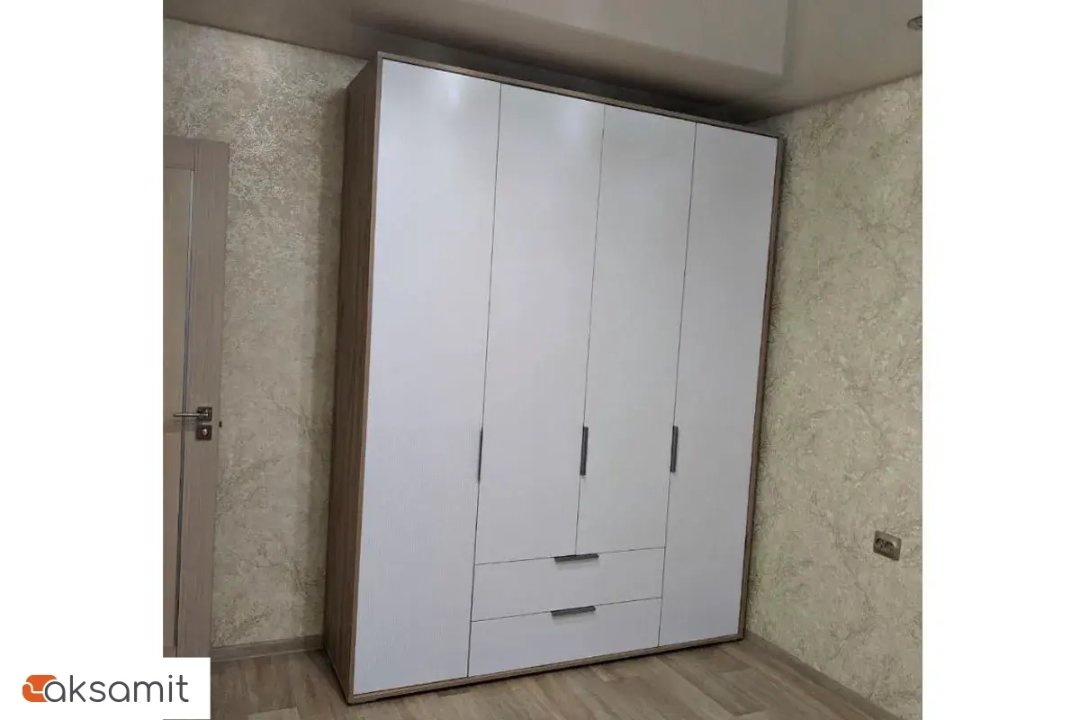 Шкаф четырехдверный Николь Мод.8 (Белый/Дуб Альпийский)