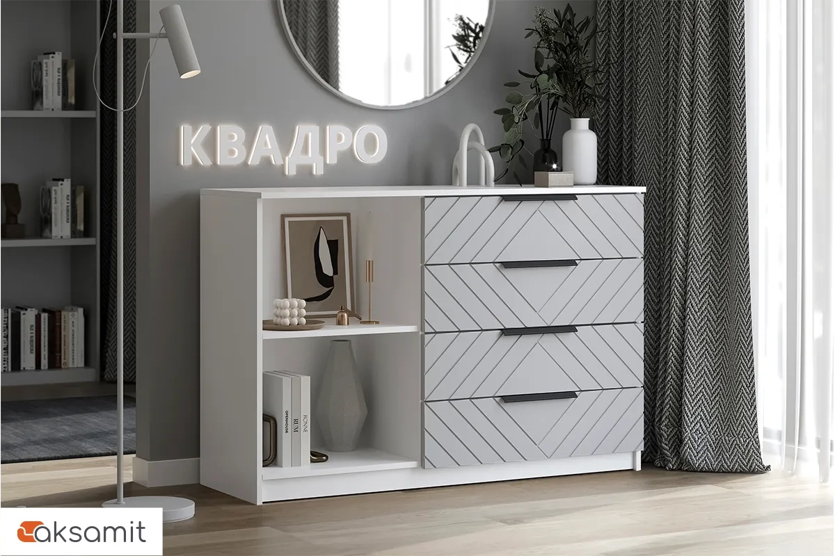 Комод Квадро №1250.6 (Белый / Мартини) Комод Квадро №1250.6 (Белый / Мартини)