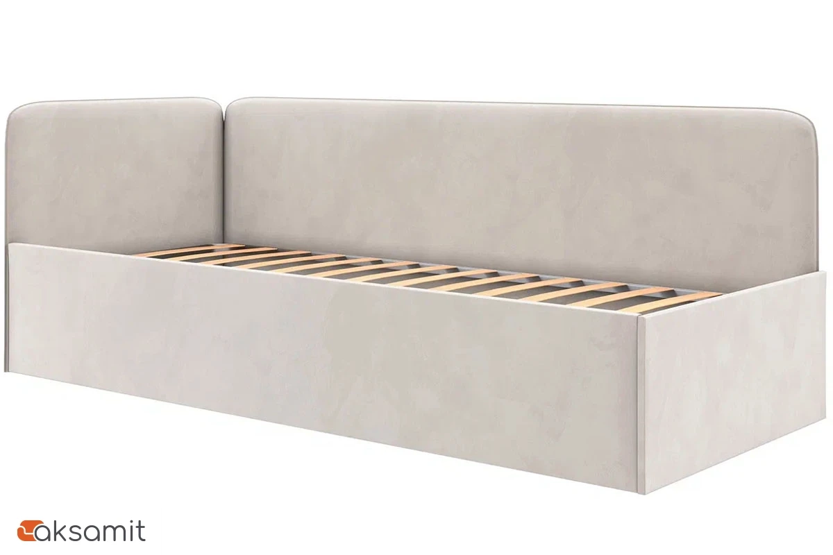 Кровать угловая Джеки с ПМ (122) 90х200 (Бежевый/Newtone light beige) Кровать угловая Джеки с ПМ (122) 90х200 (Бежевый/Newtone light beige)