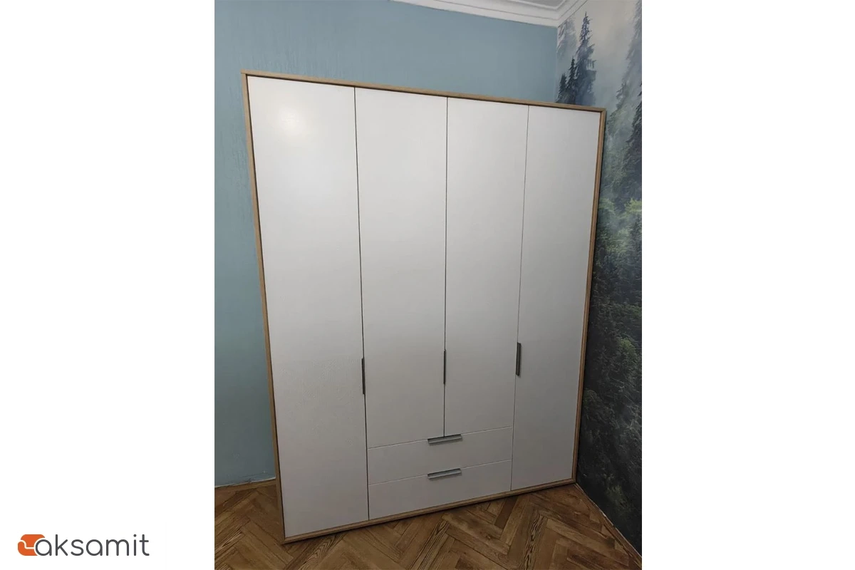 Шкаф четырехдверный Николь Мод.8 (Белый/Дуб Альпийский)