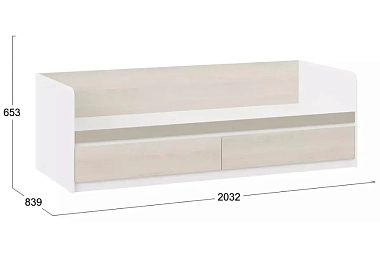 Кровать с накладкой Сканди СМ-386.12.002 (Дуб Гарден/Белая/Глиняный серый)