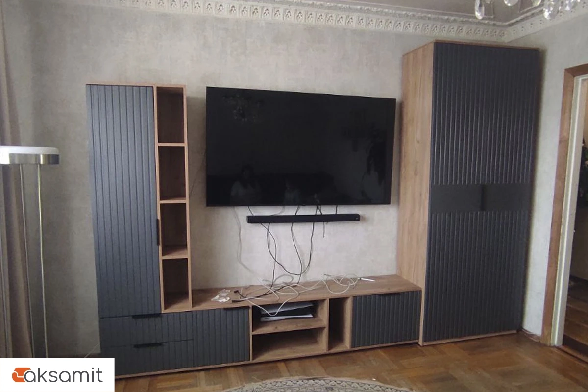 Шкаф комбинированный Хилтон с 2 дверями Исп.2 (Дуб Крафт Золотой/Графит матовый)