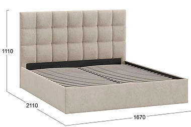 Кровать Эмбер с ПМ 160х200 Тип 1 (Микровелюр/Wellmart Dark Beige)
