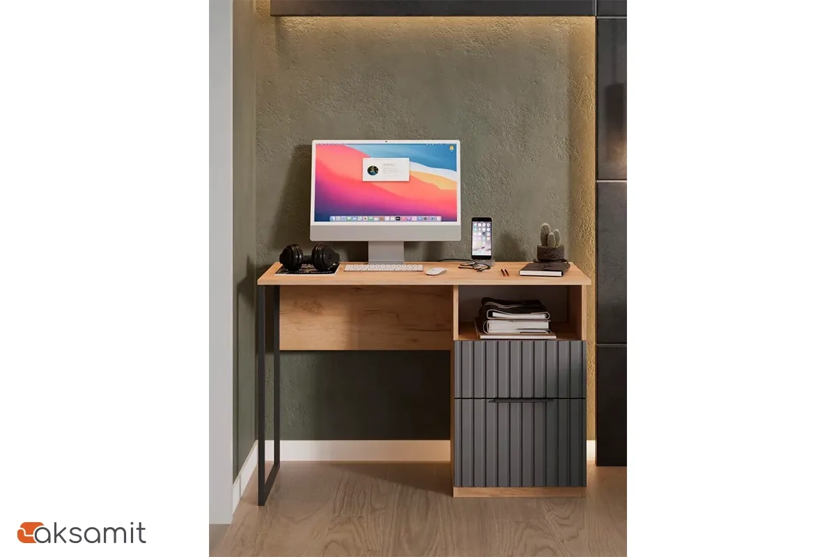 Стол письменный Хилтон Тип 1 (Дуб Крафт золотой/Графит матовый)