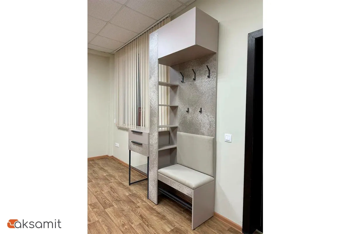 Вешалка комбинированная Сольера мод.1 (ЛДСП Мунлайт/ЛДСП Велюр/Ткань Light Grey)