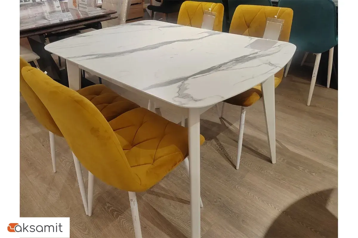 Стол Прайм раздвижной 1200 (Мрамор Белый/ПУ белый)