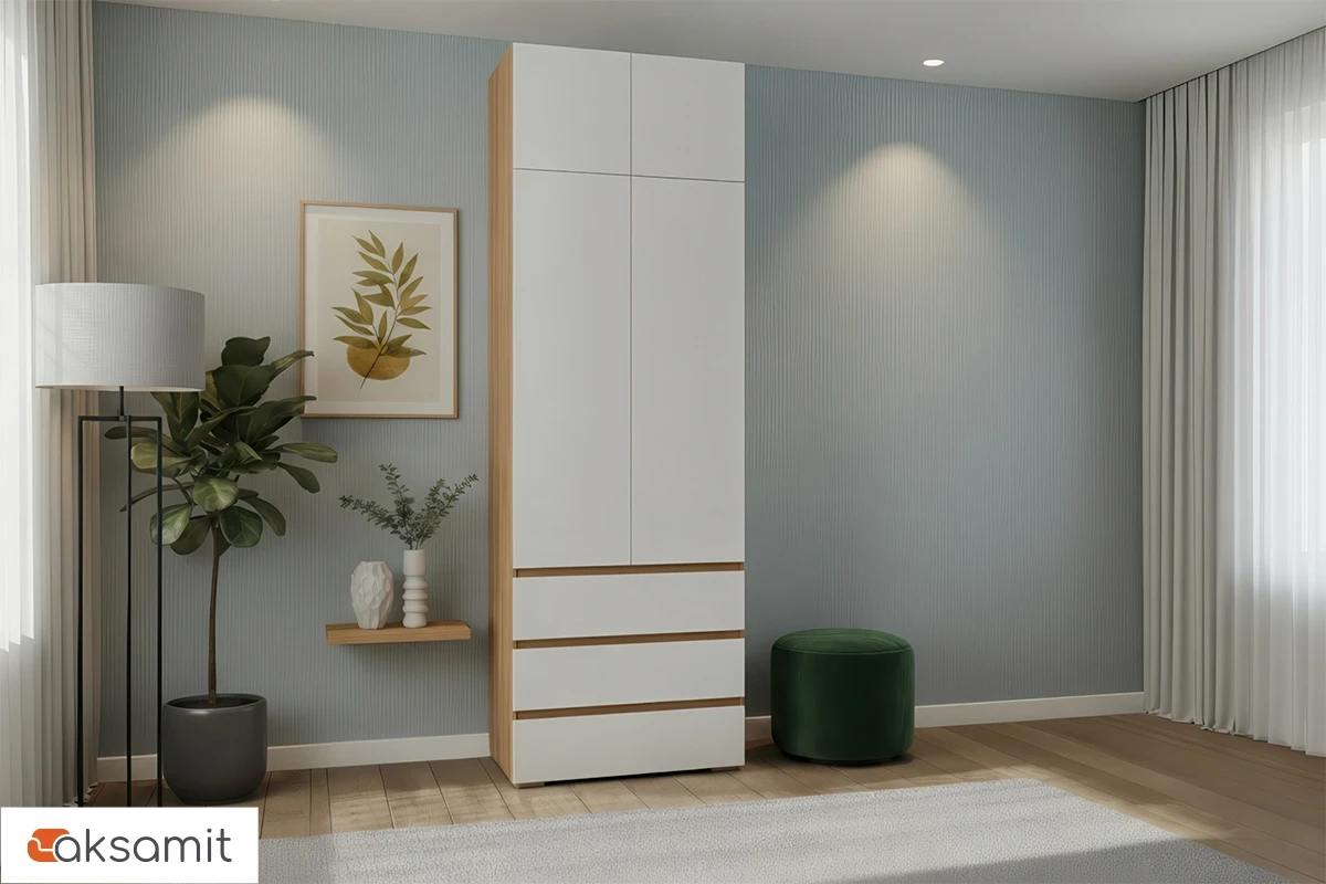 Шкаф с антресолью 2-створчатый Веста (Дуб золотистый / Белый)