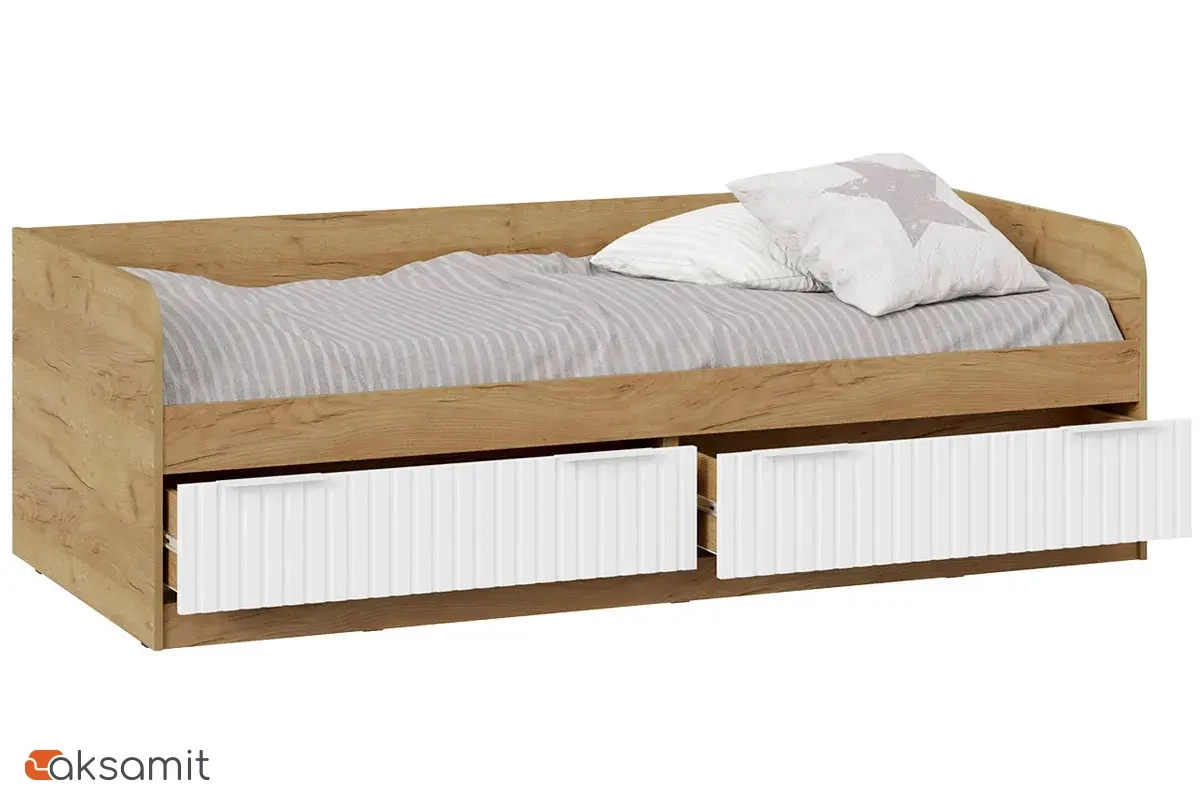 Кровать комбинированная Хилтон 90х200 Тип 1 (Дуб Крафт Золотой/Белый матовый)