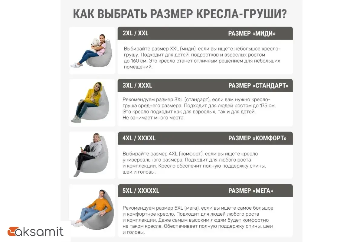 Кресло-мешок Груша Стандарт 3XL (Мебельный хлопок/ Айскрим)