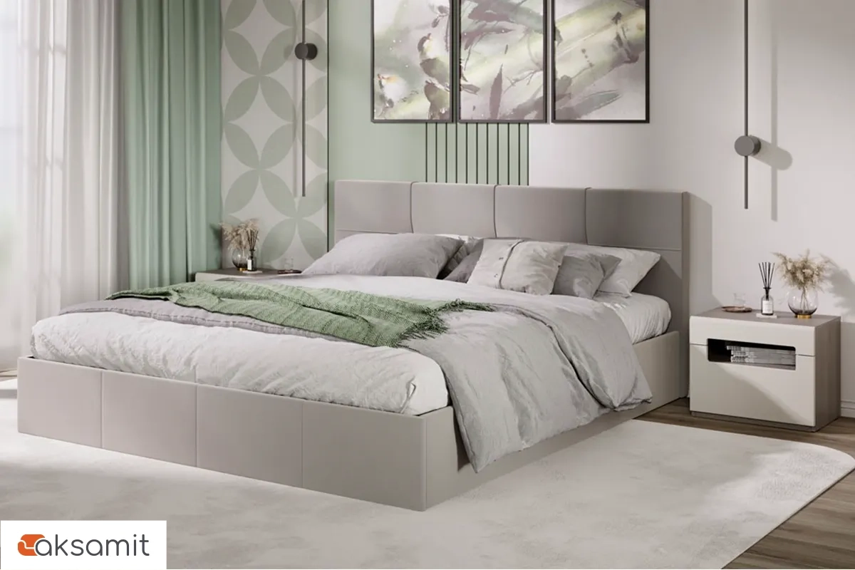 Кровать Лора с ПМ и заглушиной 180х200 (Велюр / Confetti Smoke)