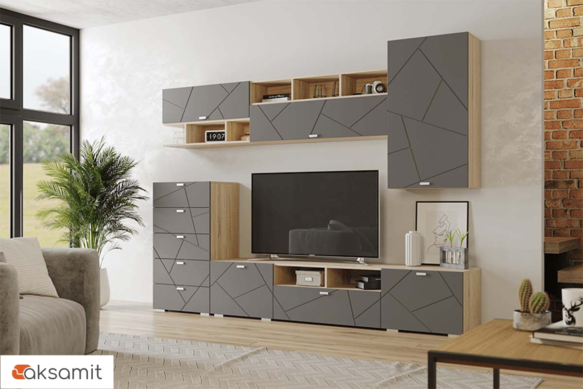 Модульная гостиная Скайлайн (Дуб Сонома Светлый/Графит)