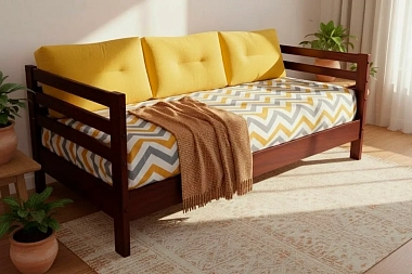 Диван-кровать Виктория подушки / чехол / бортик / ящики (Орех)