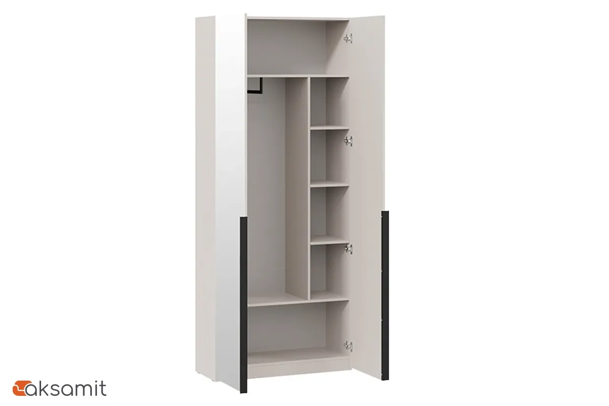 Шкаф для одежды Порто СМ-393.07.225 (366) с 1 глухой и 1 зеркальной дверями (Кашемир матовый / Кашемир сатин)