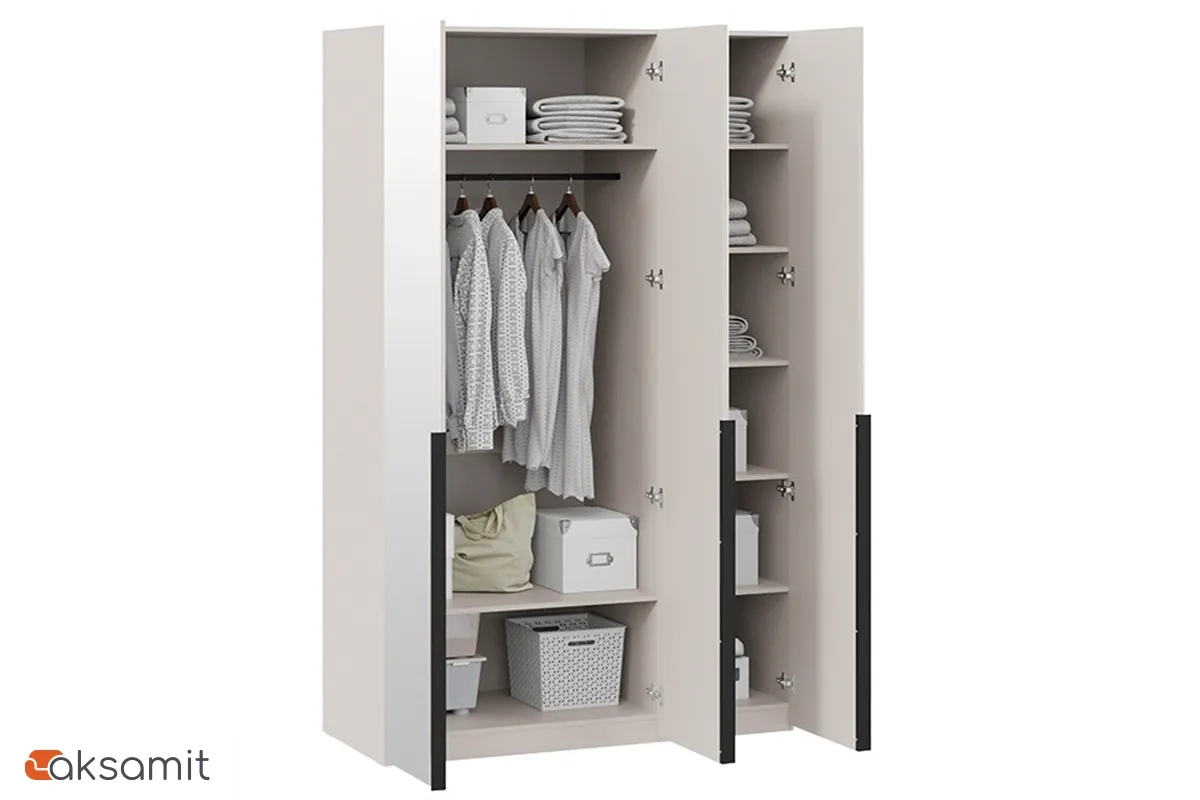 Шкаф для одежды Порто СМ-393.07.111 (580) с 3 зеркальными дверями (Кашемир матовый / Кашемир матовый)