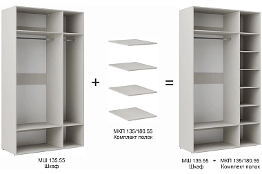 Корпус шкафа для гардеробной Мария МШ 135.55 (Дымчато-серый)