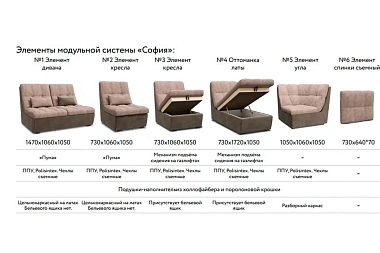 Угловой диван София 2 ДКУ латы Siesta Cocoa