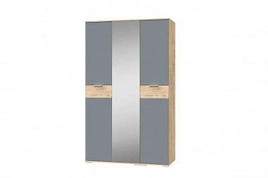 Шкаф 3х-дверный с зеркалом Берген (Дуб Бунратти/Смоки Софт)