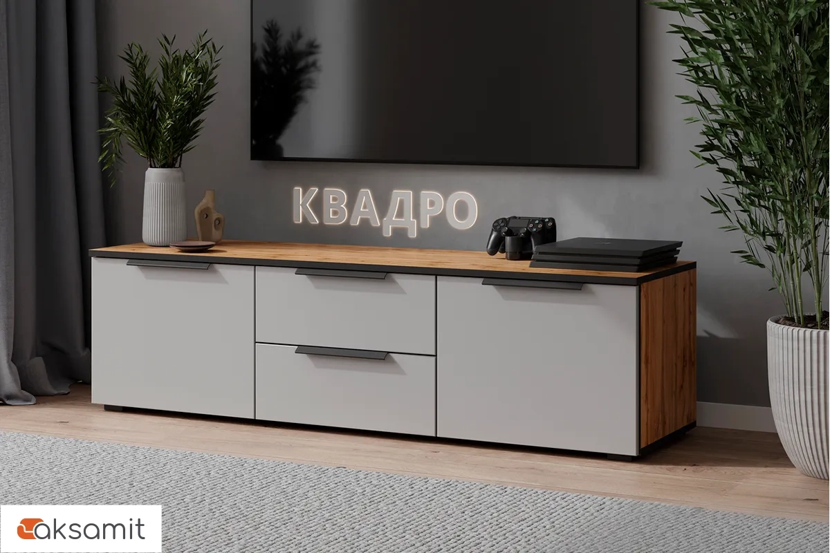 Тумба ТВ Квадро №10 (Дуб вотан / Мартини) Тумба ТВ Квадро №10 (Дуб вотан / Мартини)