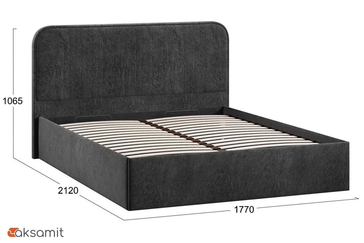 Кровать Тиффани Тип 1 с ПМ и заглушиной 160х200 (Микровелюр/Wellmart Graphite) Кровать Тиффани Тип 1 с ПМ и заглушиной 160х200 (Микровелюр/Wellmart Graphite)
