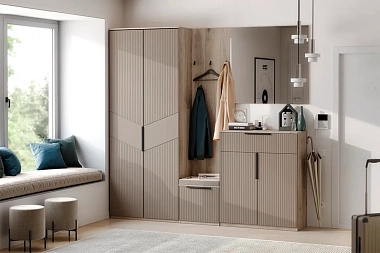 Прихожая Астория №2 (Дуб кастелло серый / Грей софт)