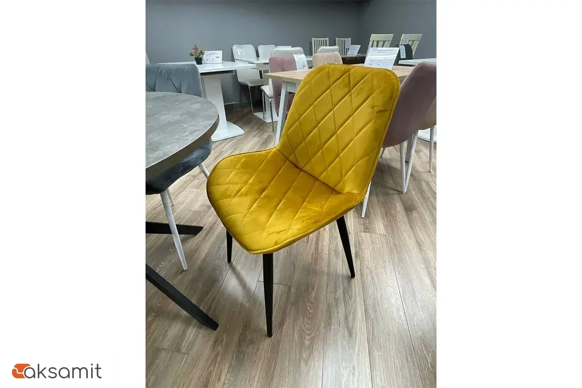 Стул Аура каркас Муар черный, велюр (Velluto 08 горчичный) СРП-032