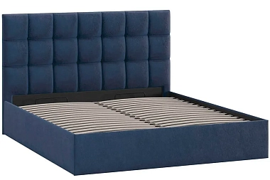 Кровать Эмбер с ПМ 160х200 Тип 1 (Микровелюр/Wellmart Blue)