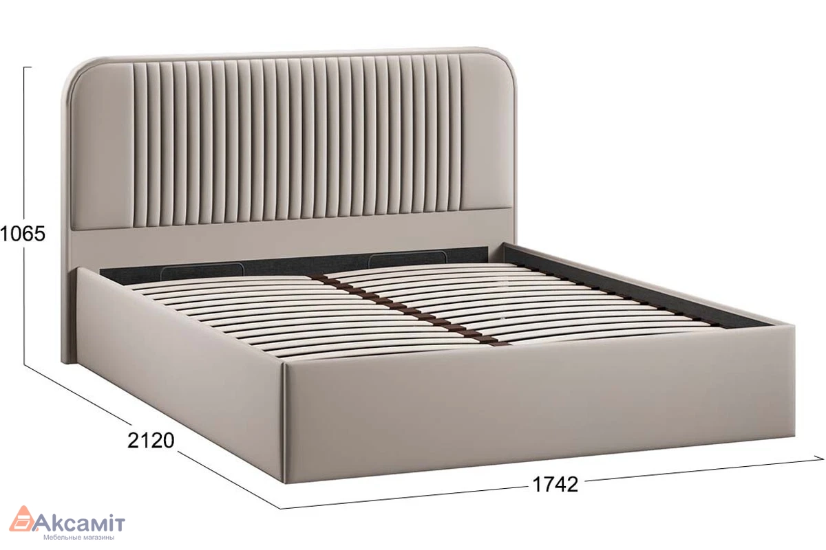 Кровать Тиффани с ПМ Тип 1 и заглушиной 160х200 (Велюр/Confetti Smoke)