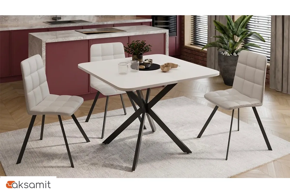 Стол обеденный Лиссабон раздвижной Тип 1 (Черный муар / Белый)